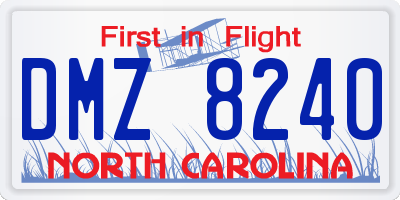 NC license plate DMZ8240