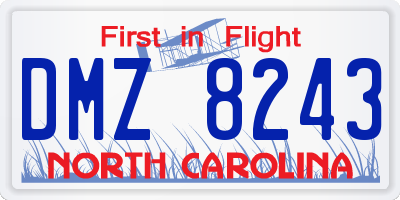 NC license plate DMZ8243