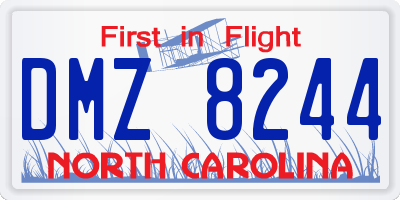 NC license plate DMZ8244