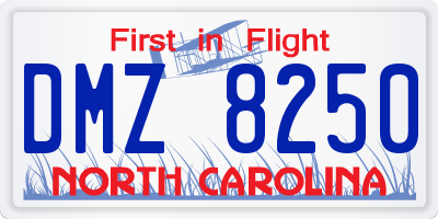 NC license plate DMZ8250