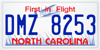 NC license plate DMZ8253