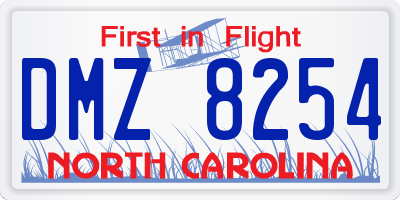 NC license plate DMZ8254