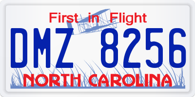 NC license plate DMZ8256