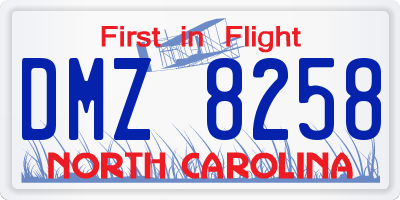 NC license plate DMZ8258