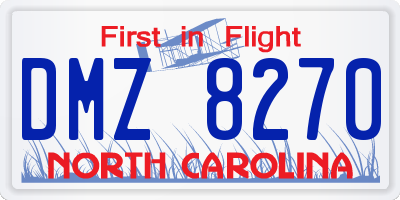 NC license plate DMZ8270