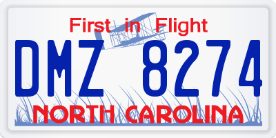 NC license plate DMZ8274