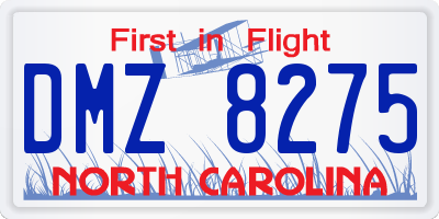 NC license plate DMZ8275