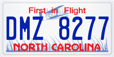 NC license plate DMZ8277