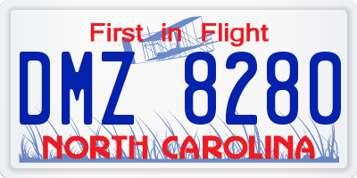 NC license plate DMZ8280