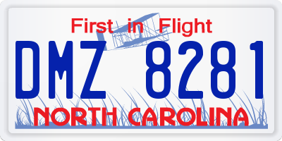 NC license plate DMZ8281