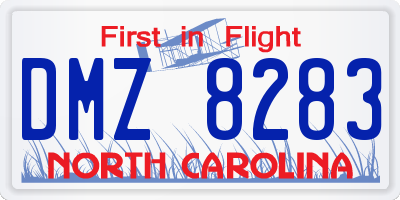 NC license plate DMZ8283