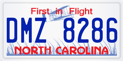 NC license plate DMZ8286