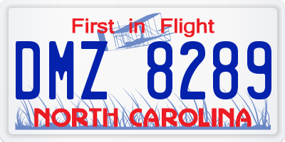 NC license plate DMZ8289