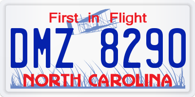 NC license plate DMZ8290