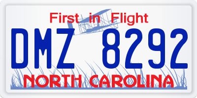 NC license plate DMZ8292