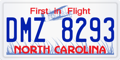 NC license plate DMZ8293