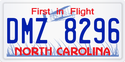 NC license plate DMZ8296