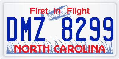 NC license plate DMZ8299