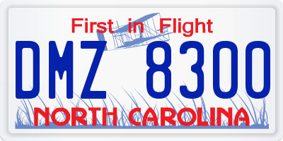 NC license plate DMZ8300