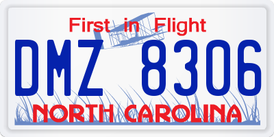 NC license plate DMZ8306