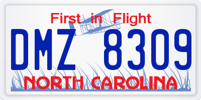 NC license plate DMZ8309