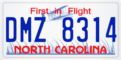 NC license plate DMZ8314