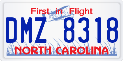 NC license plate DMZ8318