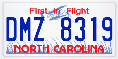 NC license plate DMZ8319