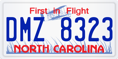 NC license plate DMZ8323