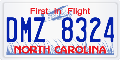 NC license plate DMZ8324