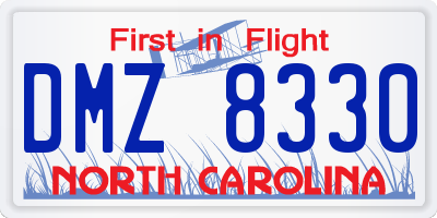 NC license plate DMZ8330