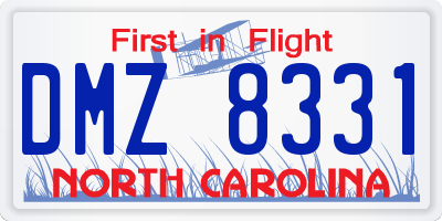 NC license plate DMZ8331