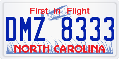 NC license plate DMZ8333