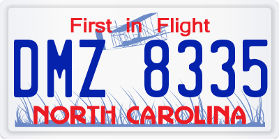 NC license plate DMZ8335