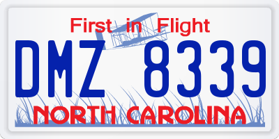 NC license plate DMZ8339