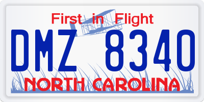 NC license plate DMZ8340