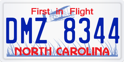 NC license plate DMZ8344