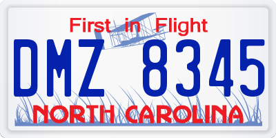 NC license plate DMZ8345