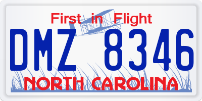 NC license plate DMZ8346