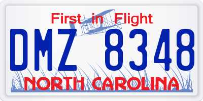 NC license plate DMZ8348