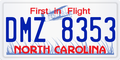 NC license plate DMZ8353