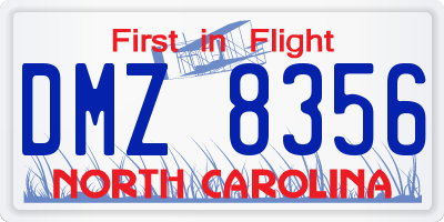 NC license plate DMZ8356