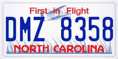 NC license plate DMZ8358