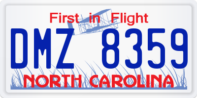 NC license plate DMZ8359