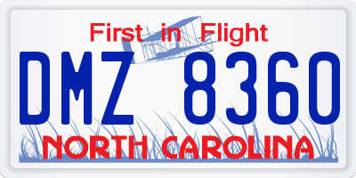 NC license plate DMZ8360