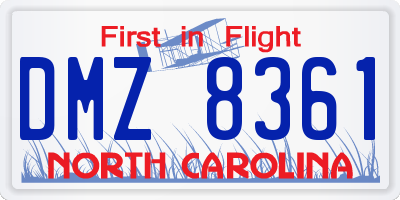 NC license plate DMZ8361
