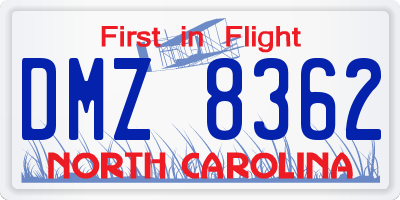 NC license plate DMZ8362