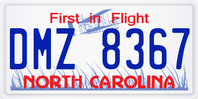 NC license plate DMZ8367