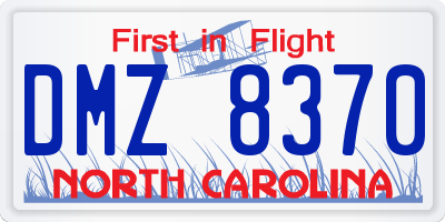 NC license plate DMZ8370