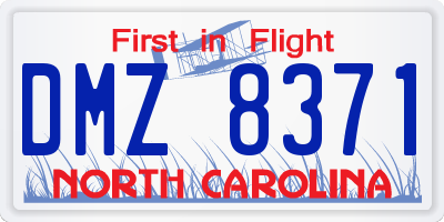 NC license plate DMZ8371